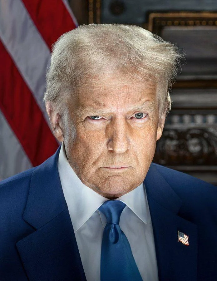 Donald Trump Presidential Portraits — Donald Trump's 2025 official presidential portrait with stern expression