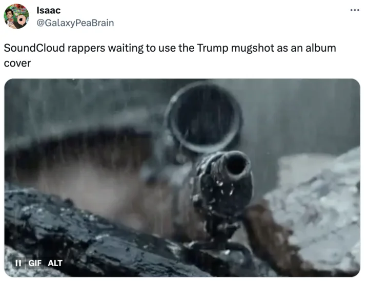 Donald Trumps Mugshot — Tweet joking about SoundCloud rappers using Trump's mugshot as album cover