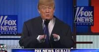Donald Trumps Small Hands — Fox News broadcast footage from Republican primary debate showing Trump at podium gesturing with hands.