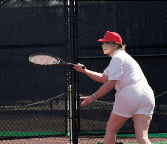 Donald Trumps Tennis Photo — Face-swap edit of the Trump tennis photo showing an altered face on the same tennis pose