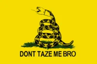 Dont Tase Me Bro — Meme template combining Gadsden flag's coiled snake with yellow background and Don't Taze Me Bro text.