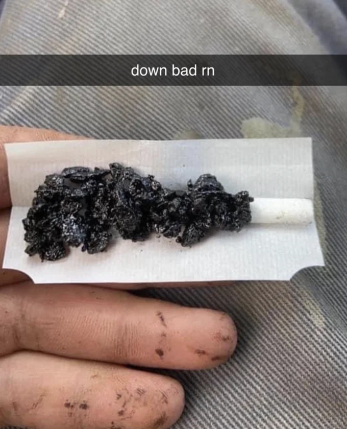 Social media screenshots showing extended text post about being 'so down bad' with meme images.