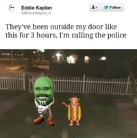Dr Phil Mm — Twitter screenshot with Dr. Phil M&M character outdoors and caption about calling police.