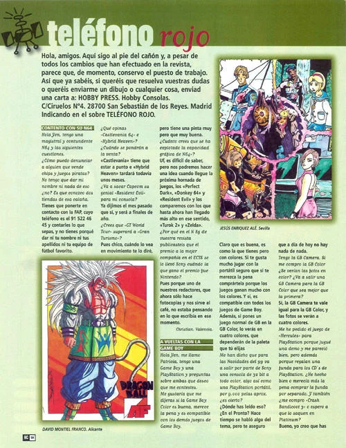 Dragon Ball Af Dragon Ball Hoshi — Hobby Consolas letters page with original Dragon Ball AF fan drawing
