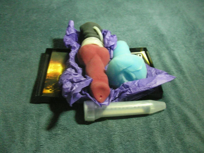 Dragon Dildos — Deus Ex box filled with colorful dragon-shaped silicone toys and lube