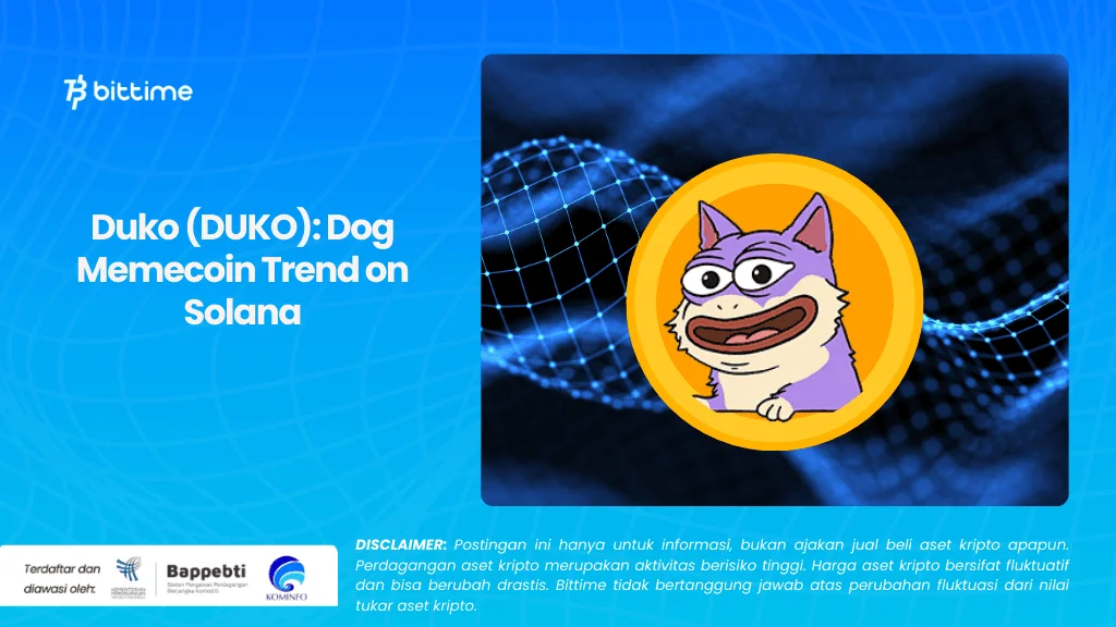 Article screenshot from Bittime about Duko Solana memecoin with character in yellow frame on dark background.