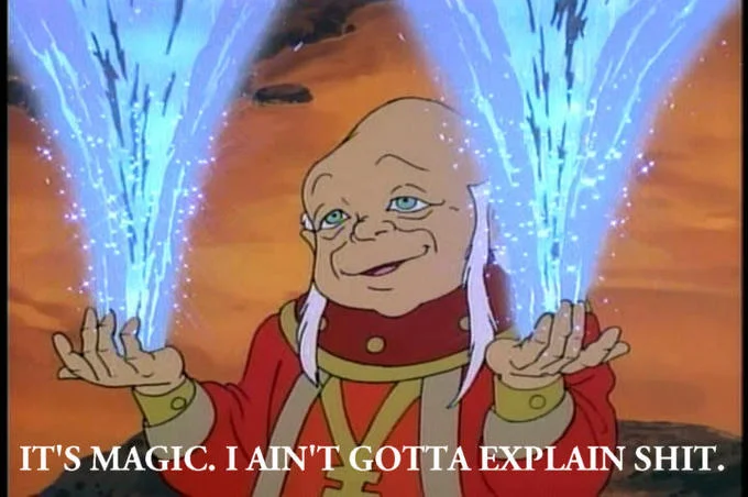 It's Magic. I Ain't Gotta Explain Shit. — Gnome elder casting blue magic with It's magic I ain't gotta explain shit caption