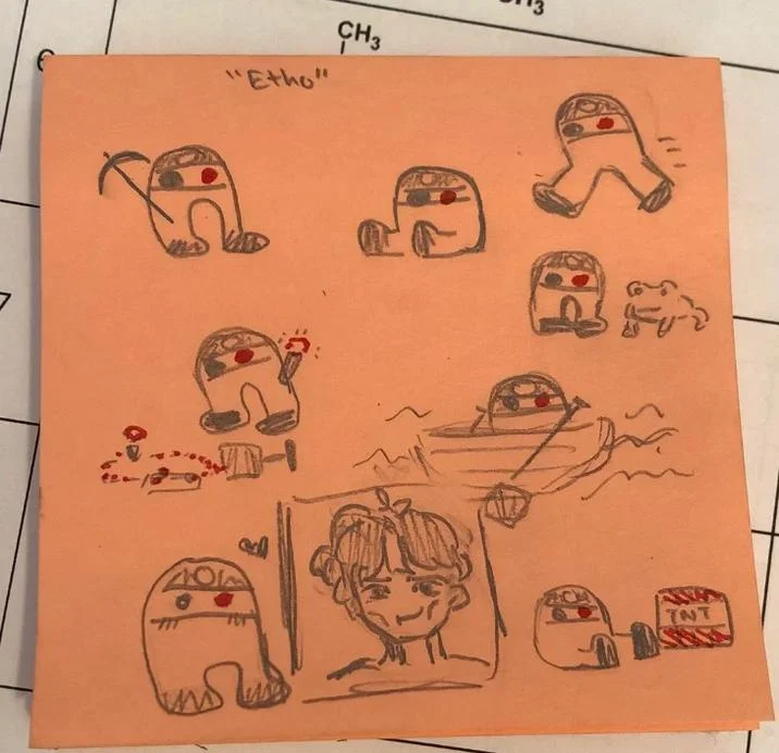 Sketches by Redditor fluffysparks. The sketches are of Eefo.