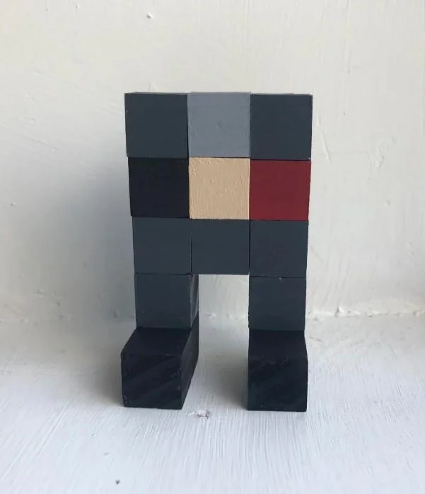Eefo but he's been made with wooden blocks. Made by Redditor ConfusedJellybeans.