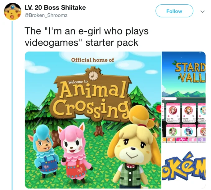 E-Girl / E-Boy — Starter pack meme about e-girl who plays video games featuring Animal Crossing