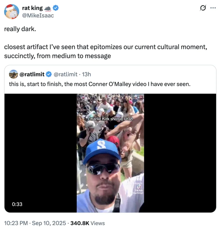 Elder Tiktok Eldertiktok11 Video At Charlie Kirk Shooting — A "quote-tweet":https://knowyourmeme.com/memes/quote-retweets-qrts stating that Eldertiktok11's