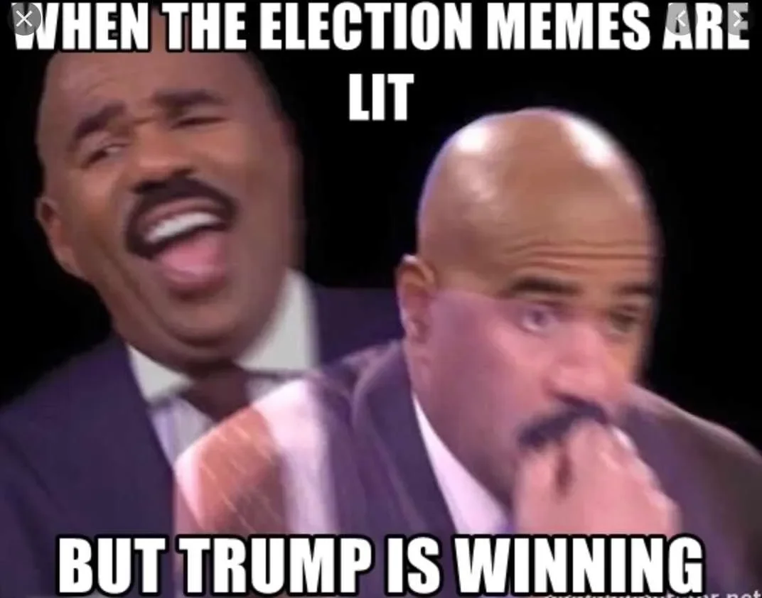 Election Year Meme — Reaction meme with two men showing exaggerated expressions about election memes trending online