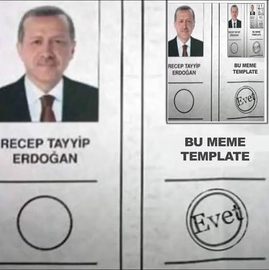Election Year Meme — Meta Turkish election ballot meme template showing the template format labeled as a meme template