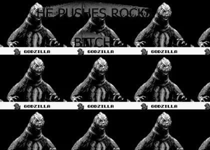 Black and white grid of Godzilla heads with repeated labels applying Electric Boogaloo format.