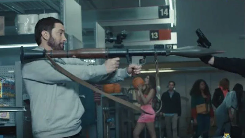 Eminem Holding A Rocket Launcher