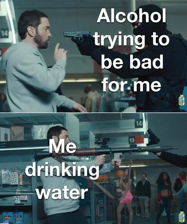 Eminem Holding A Rocket Launcher — Alcohol 14 trying to be bad for.me 14 Me 13 t drinking water