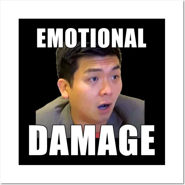 Emotional Damage — Steven He's shocked reaction with 'EMOTIONAL' and 'DAMAGE' text in black border box.