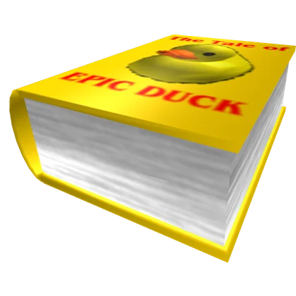 Epik Duck — Yellow 3D book titled 'The Tale of Epic Duck' with duck illustration