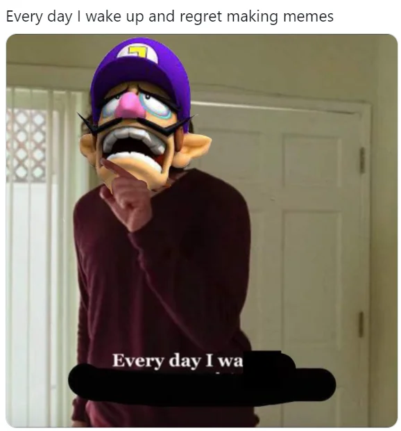 Every Day I Wake Up — Two-panel meme joking about waking up with magnets in hand and in the wall.