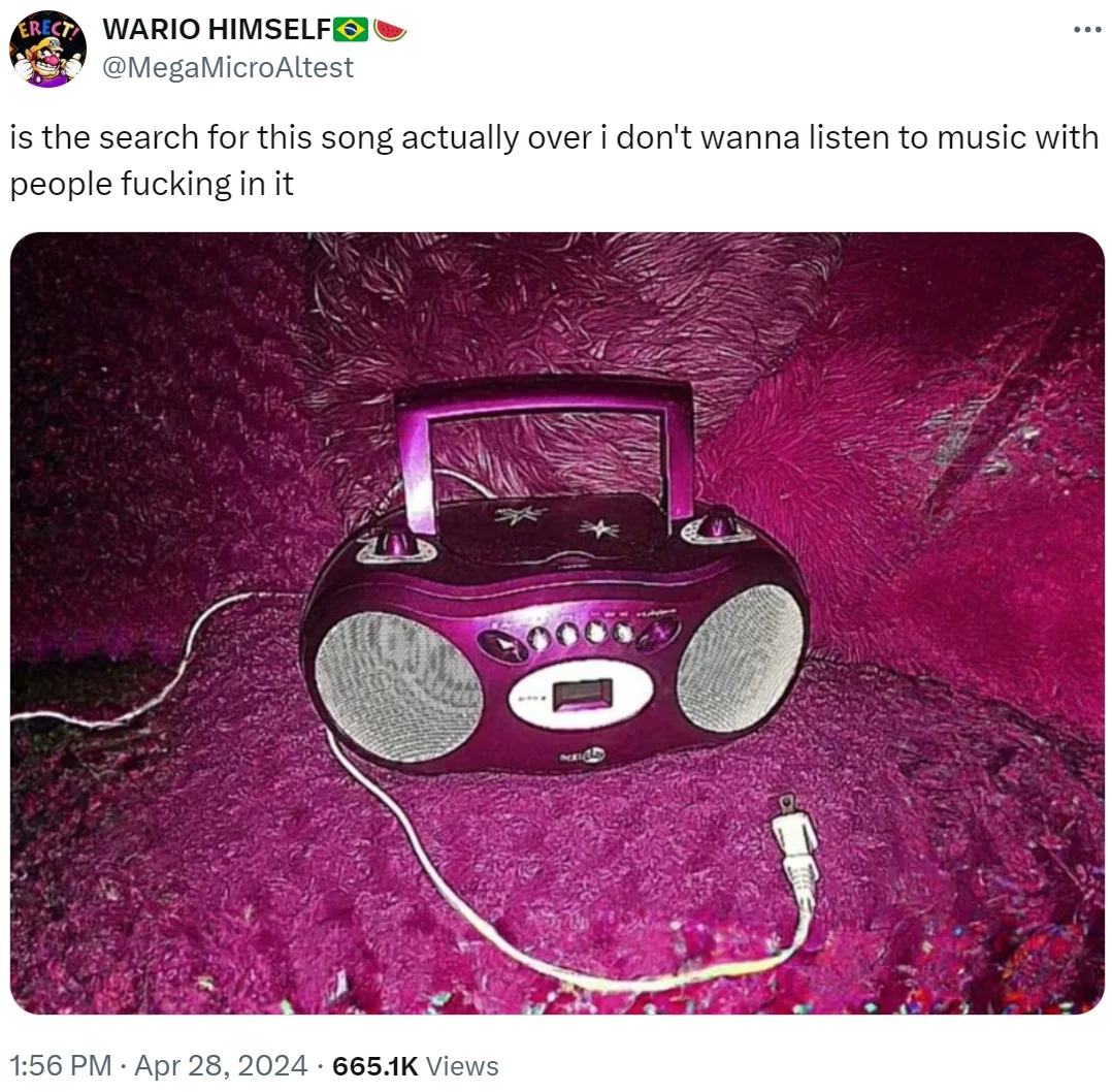 "Everyone Knows That" — Tweet from WARIO HIMSELF reacting to EKT discovery with boombox photo