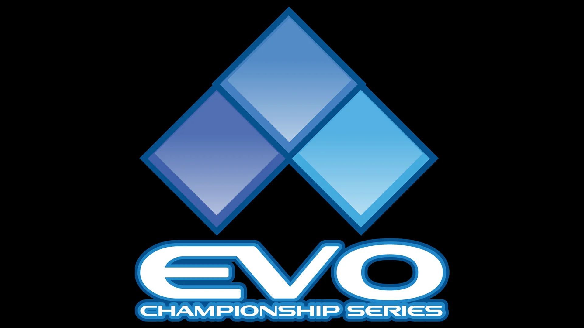 Evolution Championship Series Evo — EVO Championship Series logo with blue diamond emblem on black background