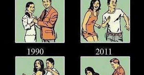 Evolution of Dance — Meme template grid showing illustrated couples dancing in contrasting styles.