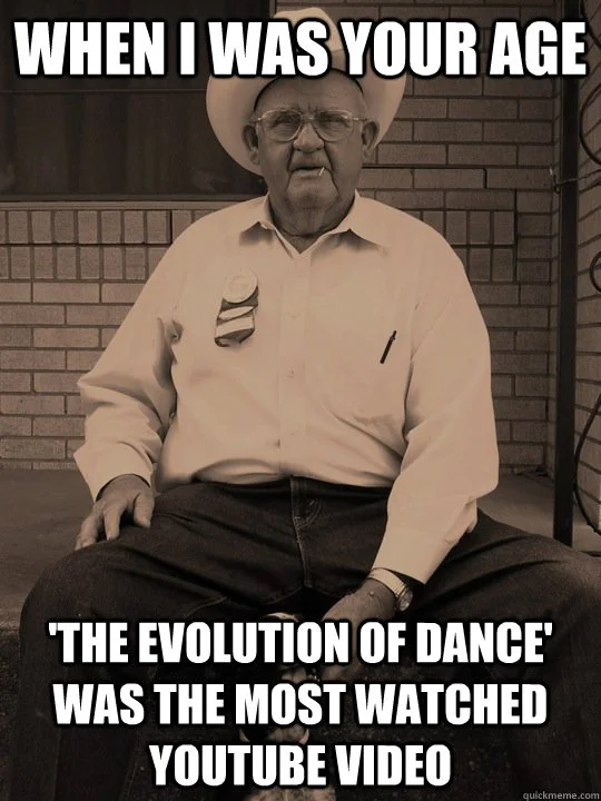 Reaction meme about Evolution of Dance being most-watched YouTube video.