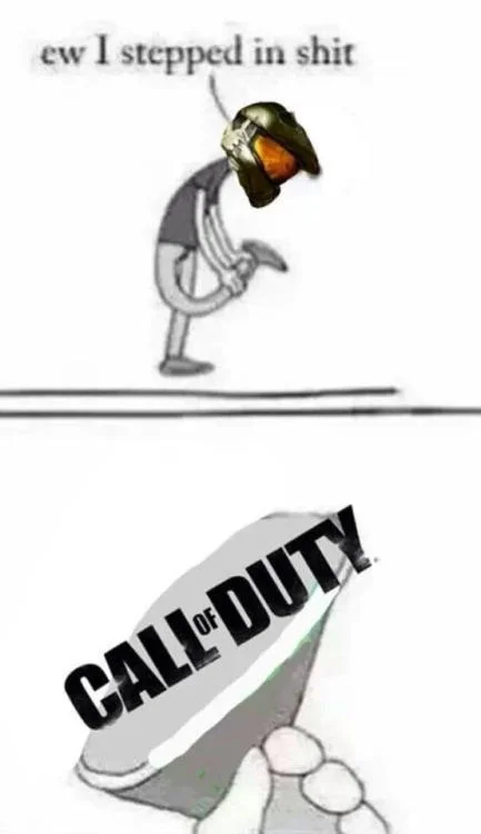 Ew I stepped in shit comic with Halo Master Chief and Call of Duty logo
