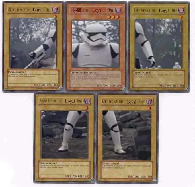 Star Wars TR-8R Stormtrooper Exodia the Forbidden One parody cards