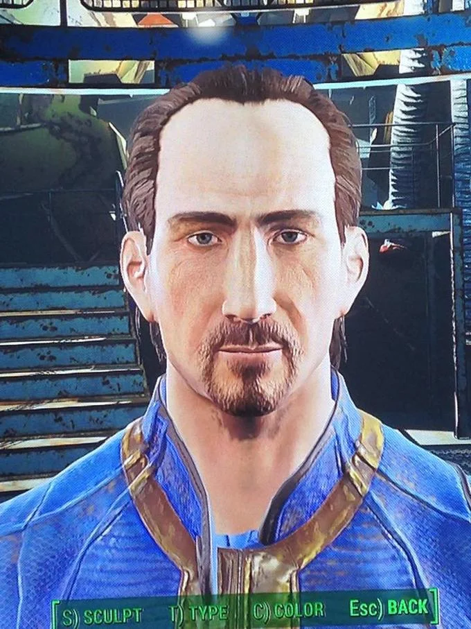Fallout 4 character creator screenshot of ugly customized male and female characters