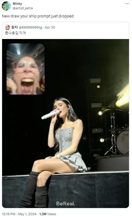 Fan Screaming At Madison Beer Performance Bereal — Minty @artist_astra New draw your ship prompt just dropped Et @66666666kg - Apr 30 존나웃김 이게. 12:16 PM - May