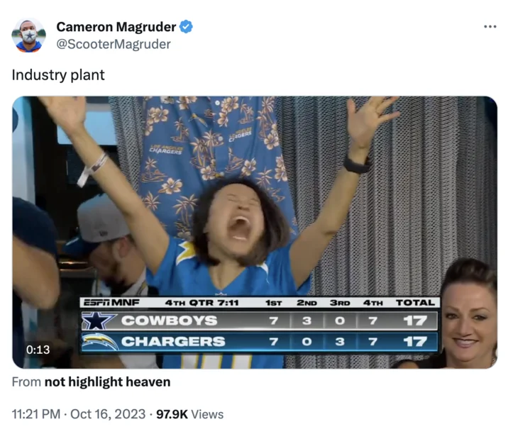 Fan Theory Meme — Tweet creating fan theory about mystery woman being an industry plant