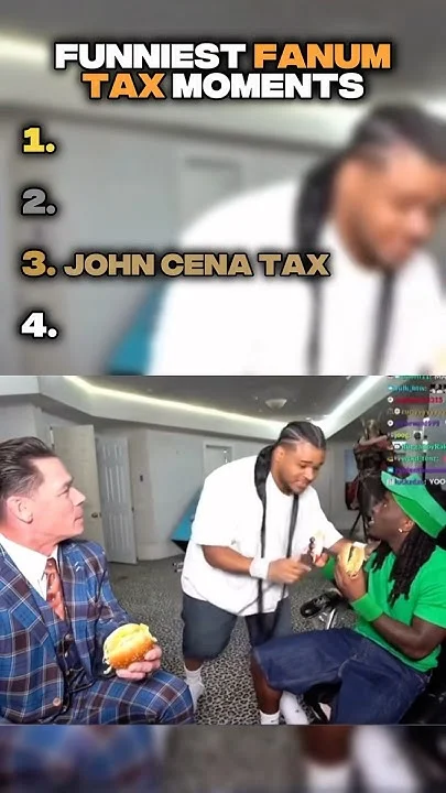 Funniest Fanum Tax Moments titled list with stream clip grid and numbered entries