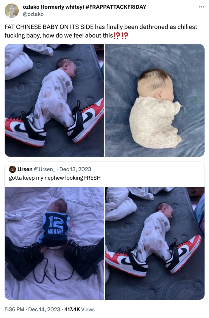 Fat Chinese Baby — Tweet with photos of babies posed next to Nike sneakers