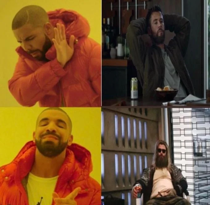 Fat Thor — Tweet comparing Endgame Thor to The Dude from The Big Lebowski