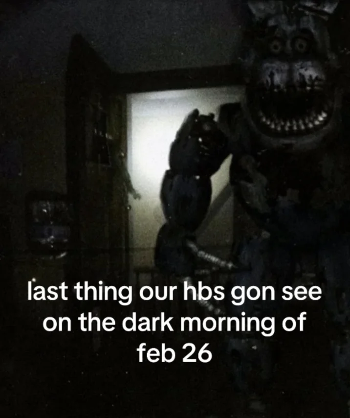 February 26Th Slime Ya Hb — Dark image with shadowy silhouettes and text about 'last thing our hbs gon see.'