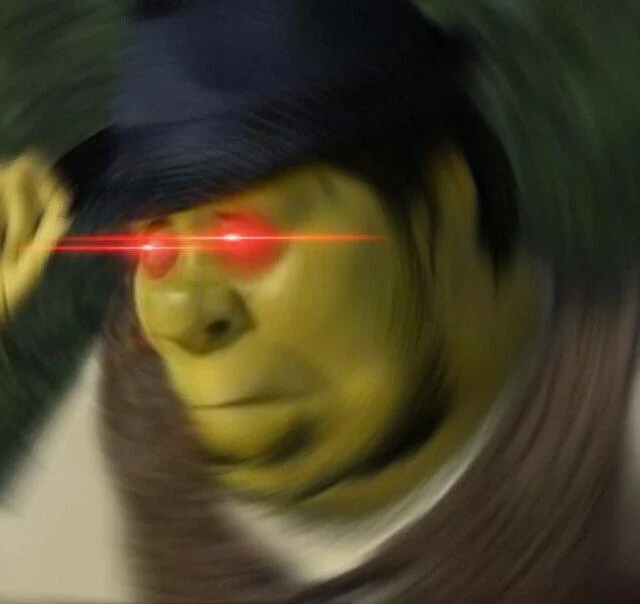 Fedora Neckbeard — Shrek with black fedora and red laser eyes meme variant