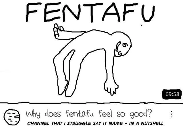 Feel Good Video — ASCII stick figure parody labeled FENTAFU paired with video thumbnail.
