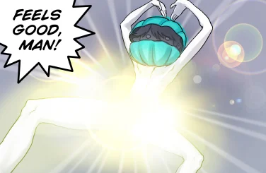 Feels Good Man — Anime-style character with bright glowing effects and catchphrase text bubble.