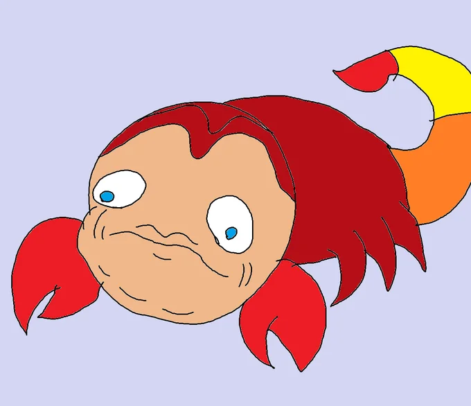 Wojak-style Fefe scorpion with wrinkled face and curled tail