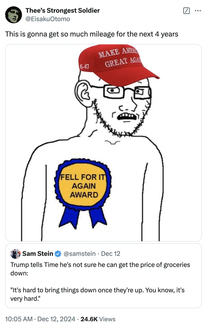 Fell For It Again Award — Social media post using meme for awards show and media speculation.
