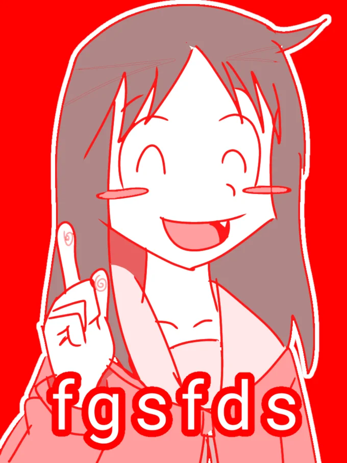 Anime-style girl in red hoodie pointing upward with 'fgsfds' caption