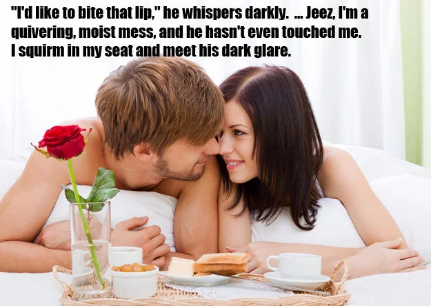 Fifty Shades Of Grey — Stock photo of couple in bed with Fifty Shades quote overlay