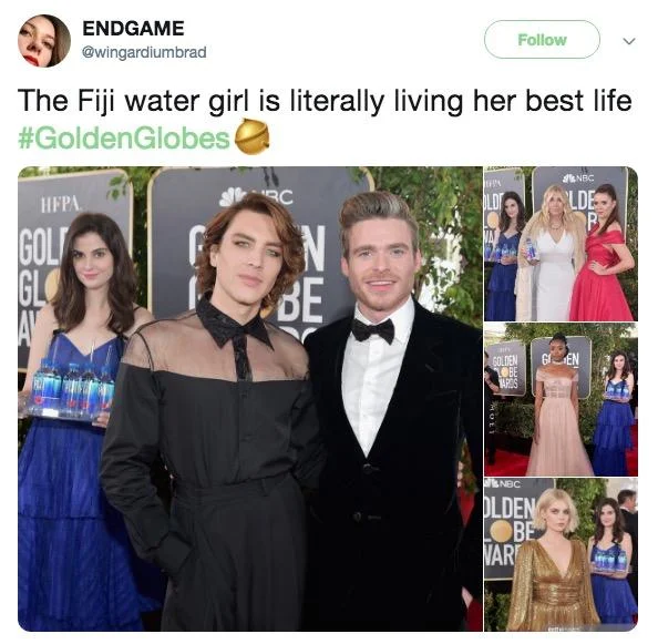 Tweet praising Fiji Water Girl for 'living her best life' at the Golden Globes