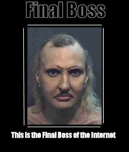 Final Boss Of The Internet — Mugshot photograph with white frame border labeled 'Final Boss' text.