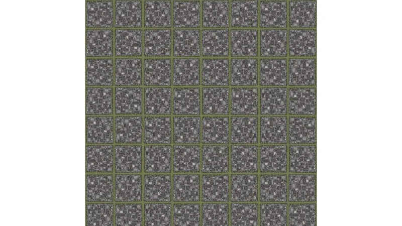 Find The Curved Line — Clean 7x7 checkerboard grid with green lines over gray noise background.
