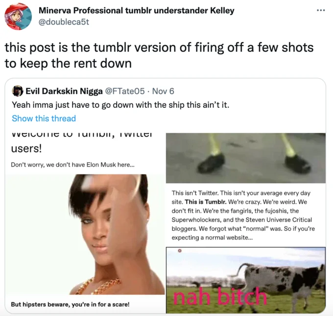 Firing Gunshots To Keep Rent Down — Minerva Professional tumblr understander Kelley @doubleca5t this post is the tumblr version of firing off a few shots to