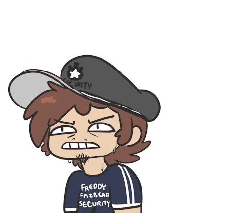 Five Nights at Freddy's Memes — Cartoon fan art of Freddy Fazbear Security Guard character with menacing expression