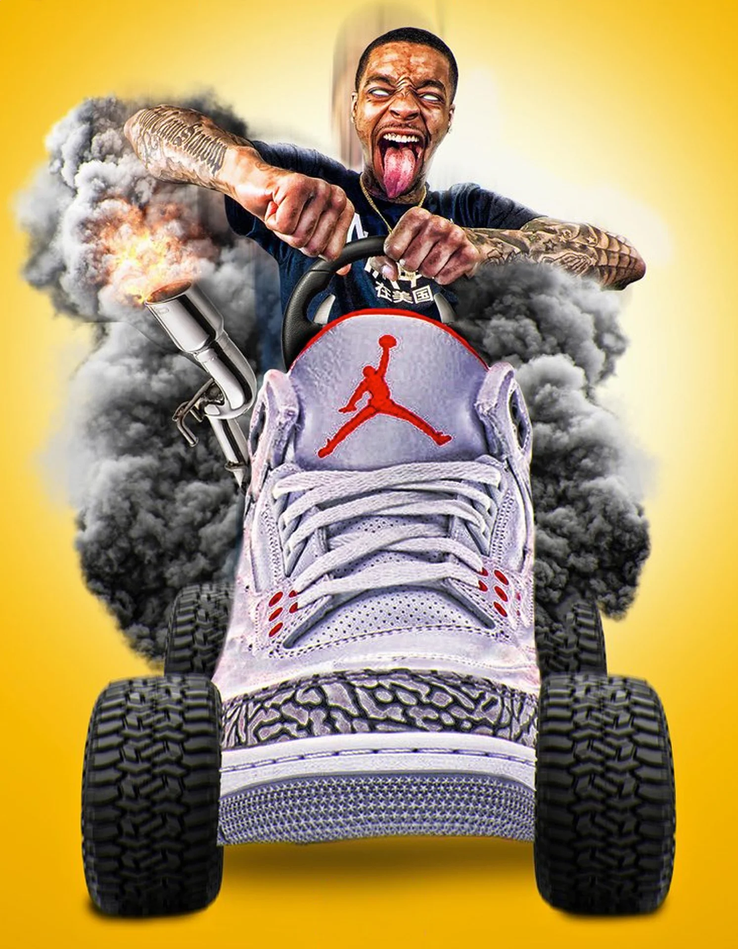 High-resolution portrait version of the Flight Driving a Shoe meme image