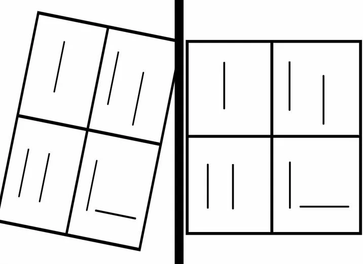 Four-panel grid abstraction of Flight Pattern Recognition meme format
